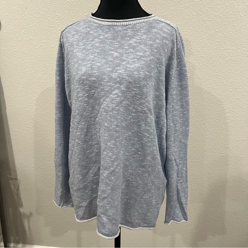 Eileen Fisher Light Blue,Marbled crewneck Linen Sweater Women's Oversized S - Picture 1 of 6